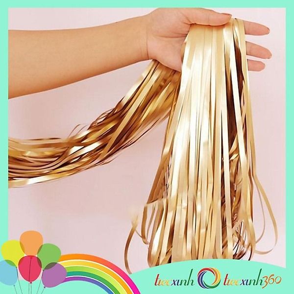  Màn màu lì Chrome Party Curtain - gold 