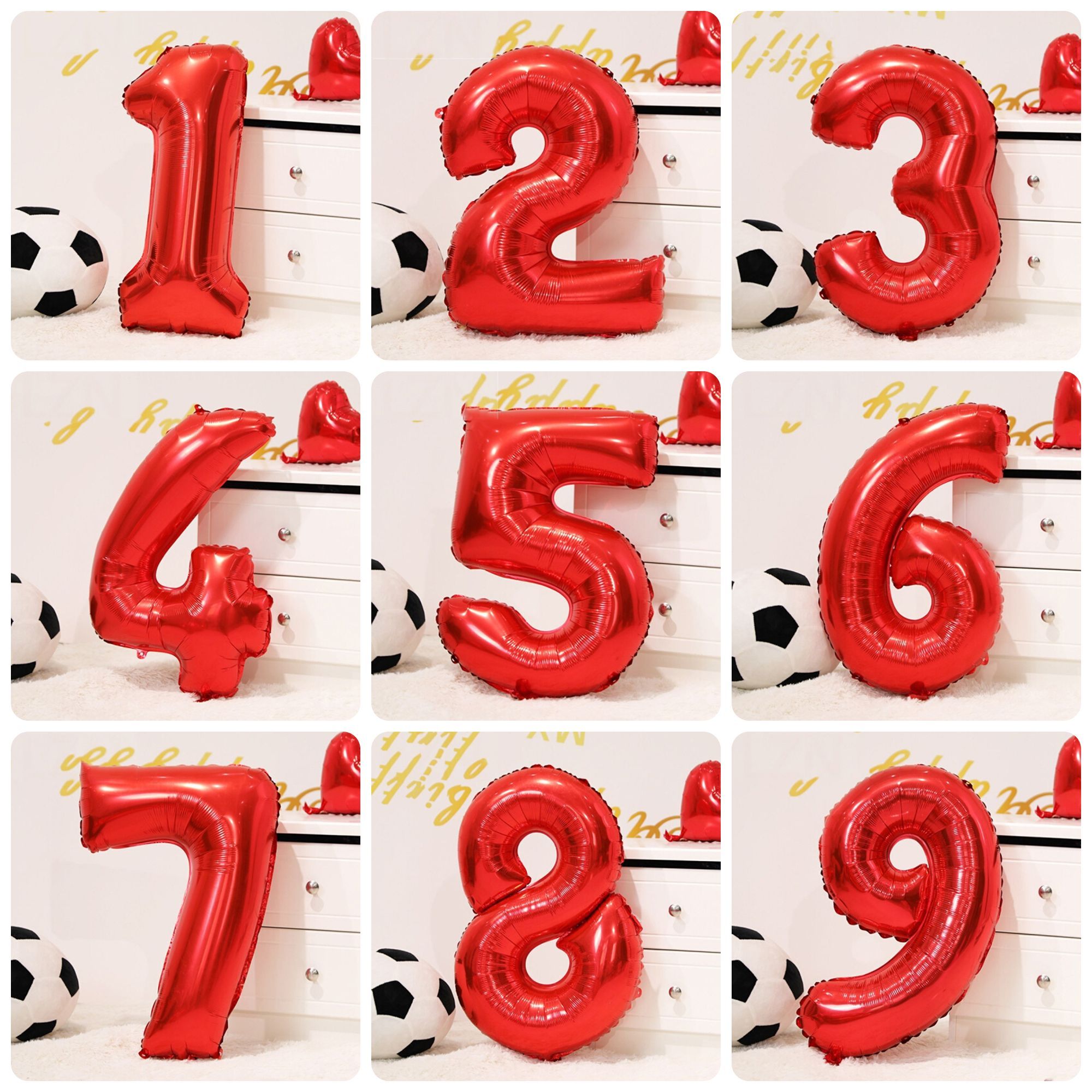 Bong bóng số (0-9) màu đỏ 70cm