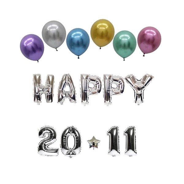 Combo bong bóng trang trí ngày nhà giáo Happy 20-11 (chọn màu) - Bạc
