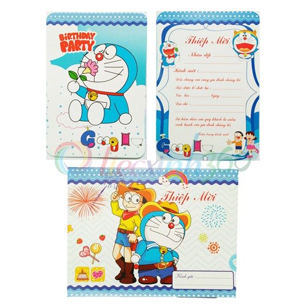  Combo 10 thiệp mời sinh nhật Doraemon 