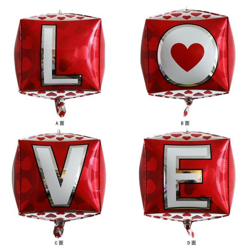 Bong bóng hình vuông 4 mặt in chữ LOVE