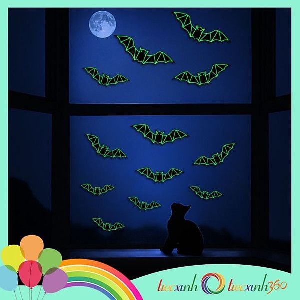 Bộ 12 dơi 3D dạ quang bằng nhựa