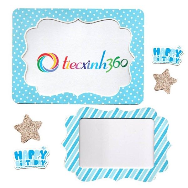 Bộ 2 khung hình giấy để bàn Happy Birthday - Xanh nhạt