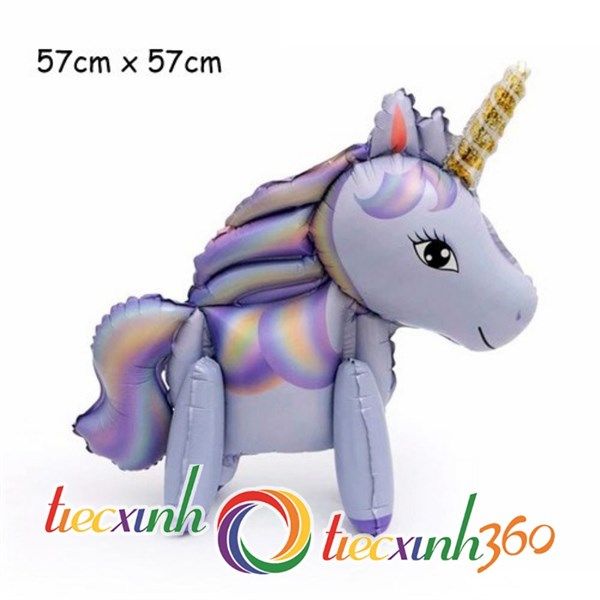 Mô hình bong bóng ngựa Unicorn cầu vông - Tím