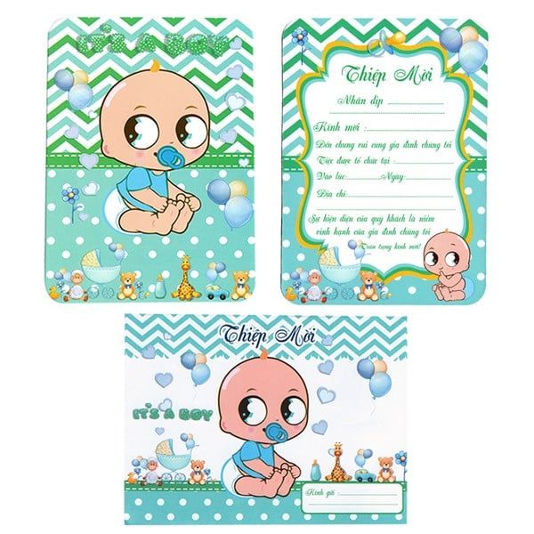 Combo 10 thiệp mời sinh nhật baby - bé trai