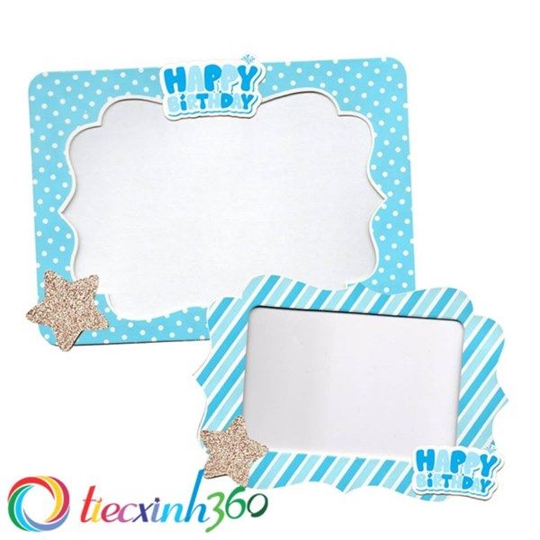Bộ 2 khung hình giấy để bàn Happy Birthday - Xanh nhạt