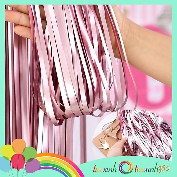  Màn màu lì Chrome Party Curtain - pink 