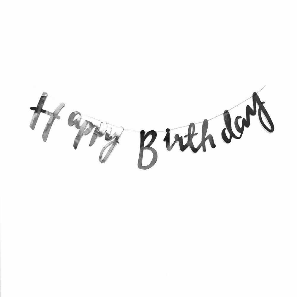 Dây chữ Happy Birthday nét kiểu - Bạc