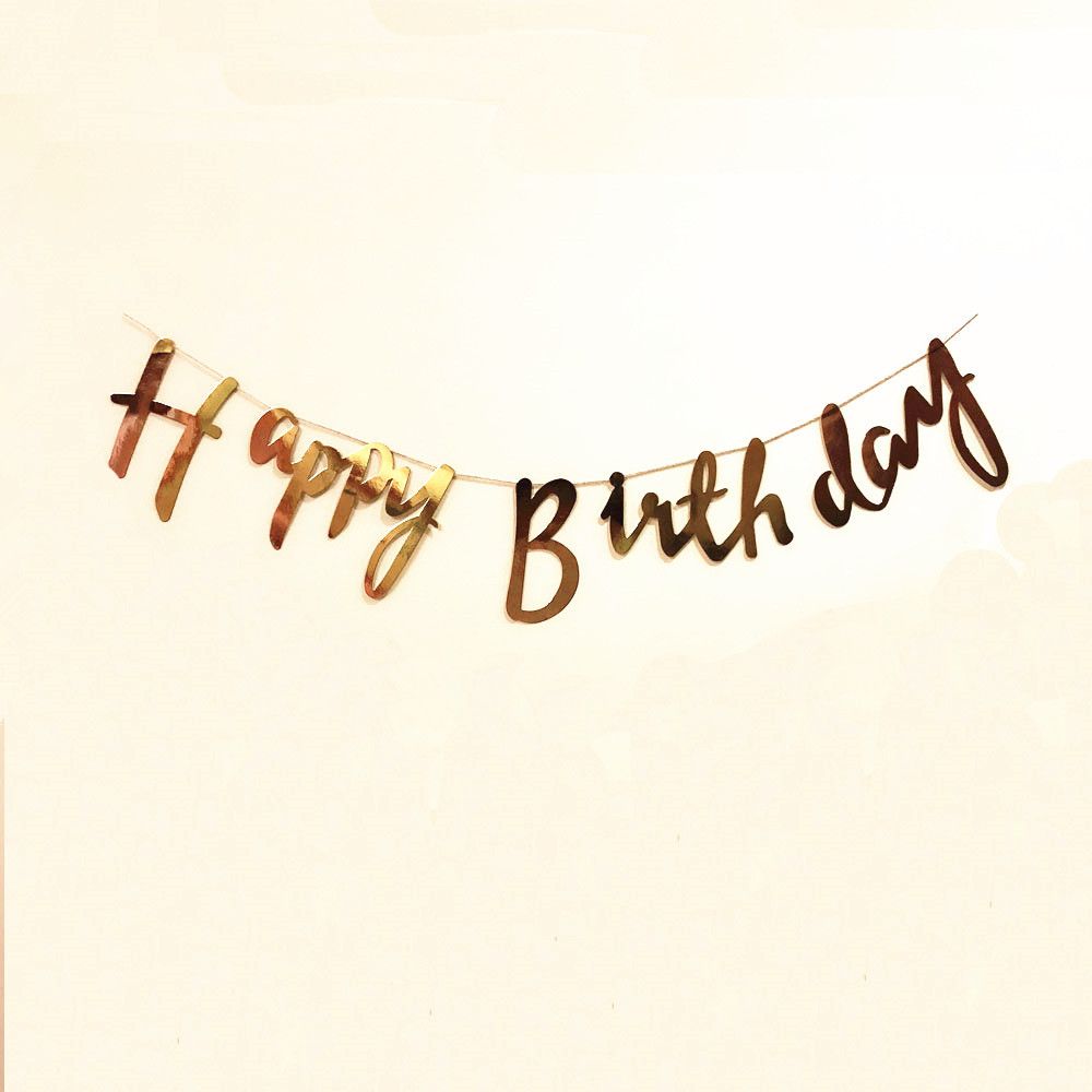 Dây chữ Happy Birthday nét kiểu - Vàng ánh kim