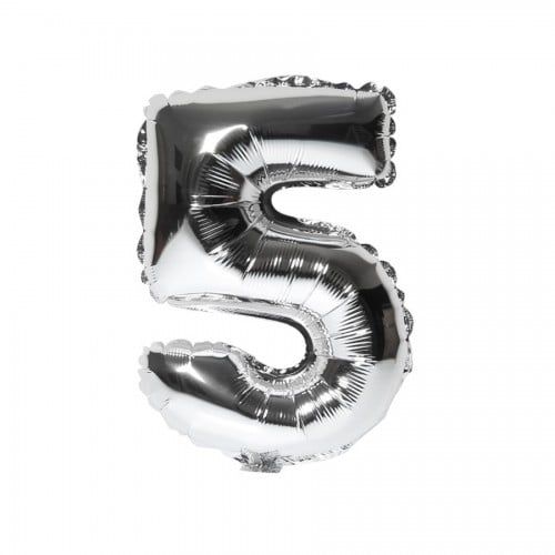 Bong bóng số (0-9) màu bạc 35 cm