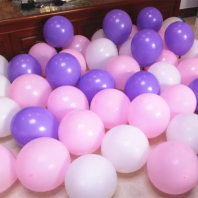 30 bong bóng mix màu hồng - tím - trắng (thường)
