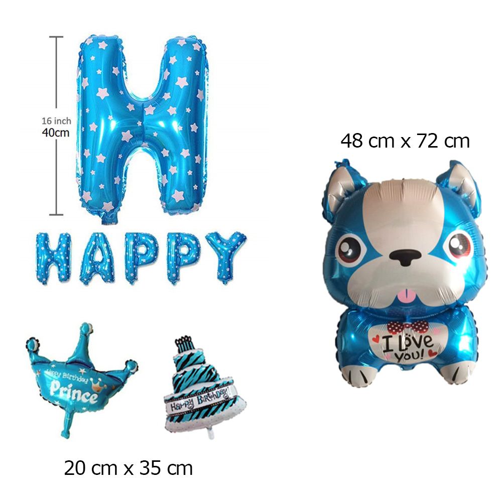 Bộ bong bóng sinh nhật Cún - Xanh