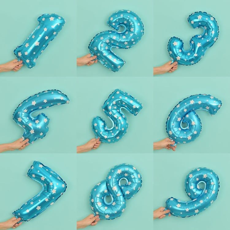 Bong bóng số (0-9) màu xanh 35cm