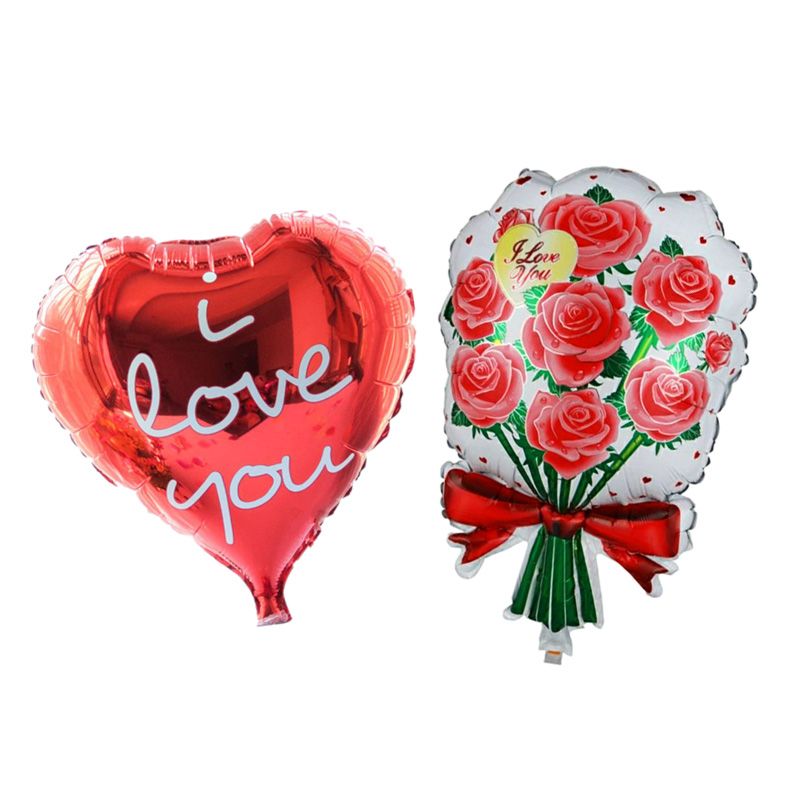 Combo 2 bong bóng trang trí hình trái tim I love You - Mẫu 02