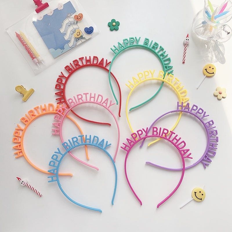 Cài tóc chữ Happy Birthday nhiều màu