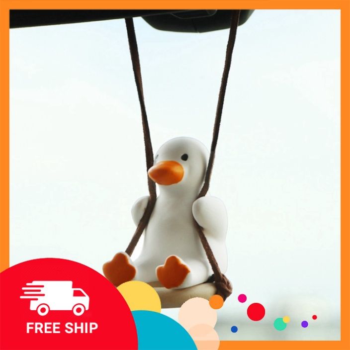 Dây treo trang trí gương chiếu hậu xe hơi, ô tô, hình chú vịt ngồi xích đu xinh xắn - D&A Shop.