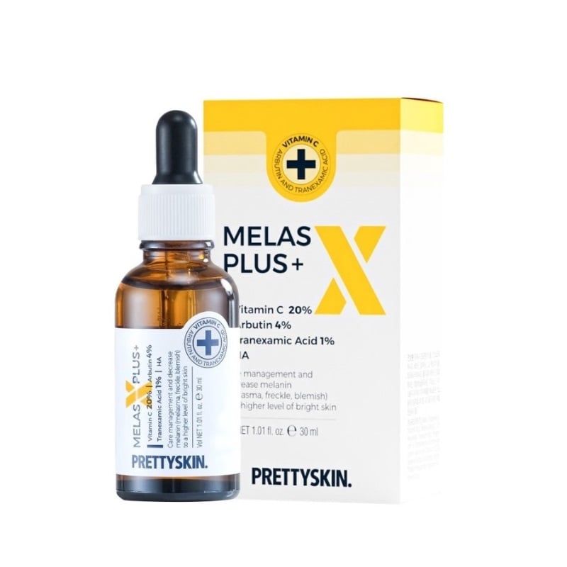 Tinh Chất Dưỡng Trắng Mờ Thâm PrettySkin Melas x Plus Whitening Care & Anti - Wrinkle 30ml