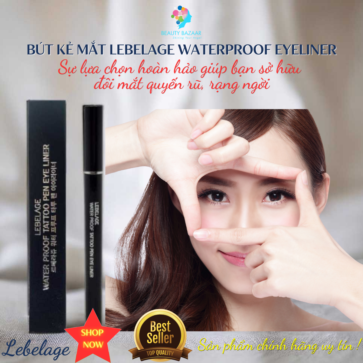 Bút kẻ mắt lâu trôi nhanh khô chất lì chống thấm nước mềm mịn Lebelage Waterproof Eyeliner - Hàn Quốc