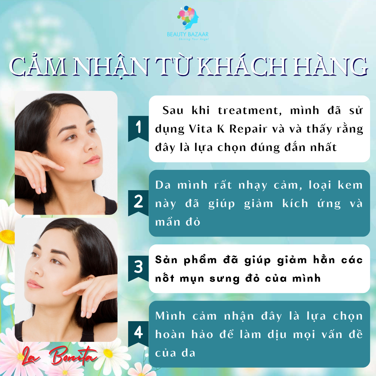 Kem dưỡng phục hồi dưỡng trắng sáng trẻ hoá da La Bonita Vitamin K Repair Cream – Hàn Quốc 30ml
