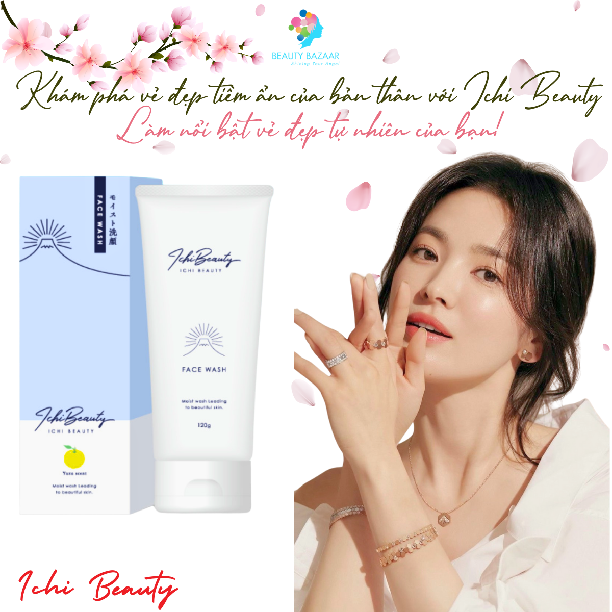 Sữa rửa mặt cho da dầu Ichi Beauty chiết xuất cam Yuzu Nhật Bản chính hãng 120g
