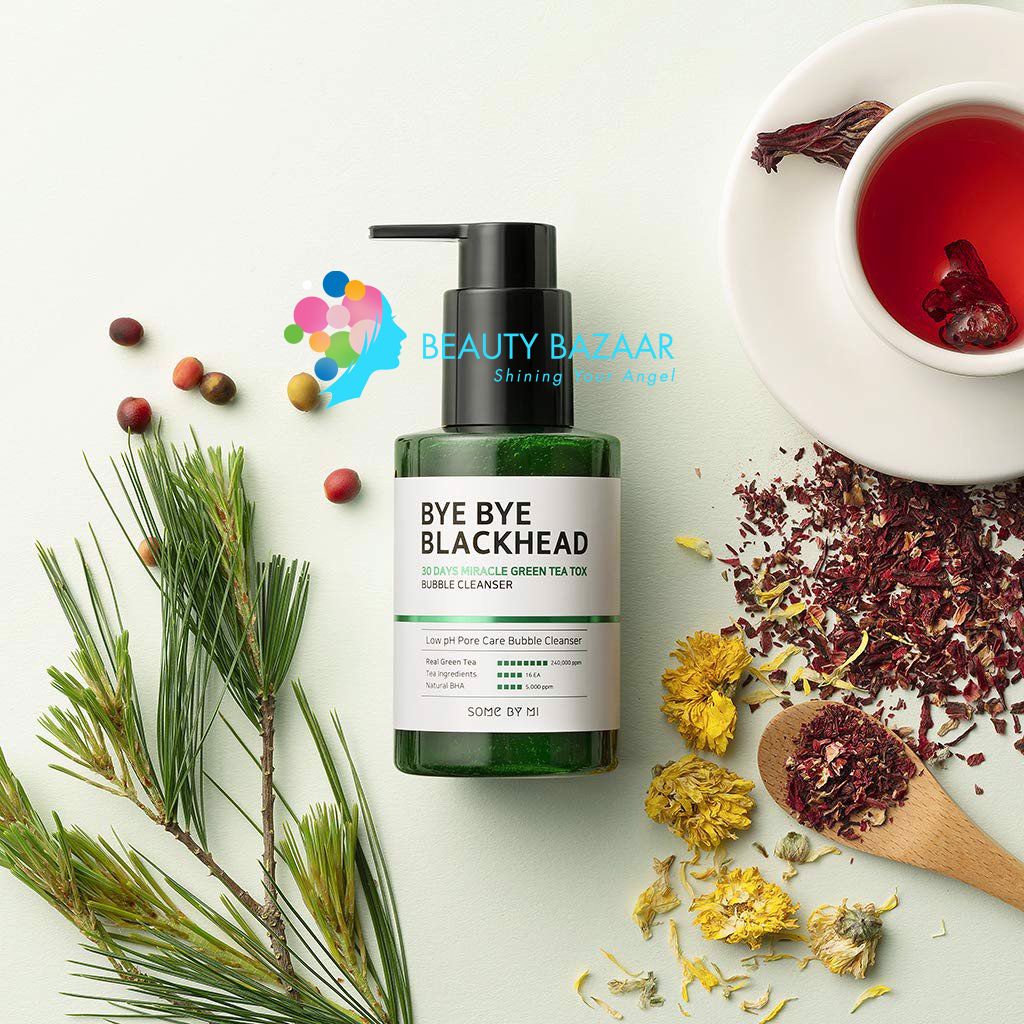 Sữa Rửa Mặt Thải Độc Trị Mụn Đầu Đen Some By Mi Bye Bye Blackhead 30 days Miracle Green Tea Tox Bubble Cleanser 120ml