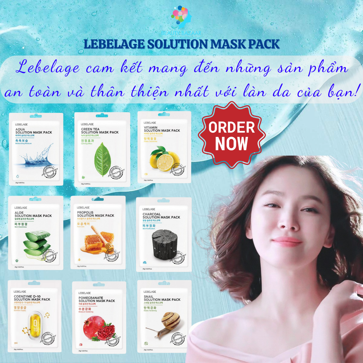 Mặt nạ Hàn Quốc trắng da cấp ẩm giảm mụn phục hồi da Lebelage Solution Mask Pack