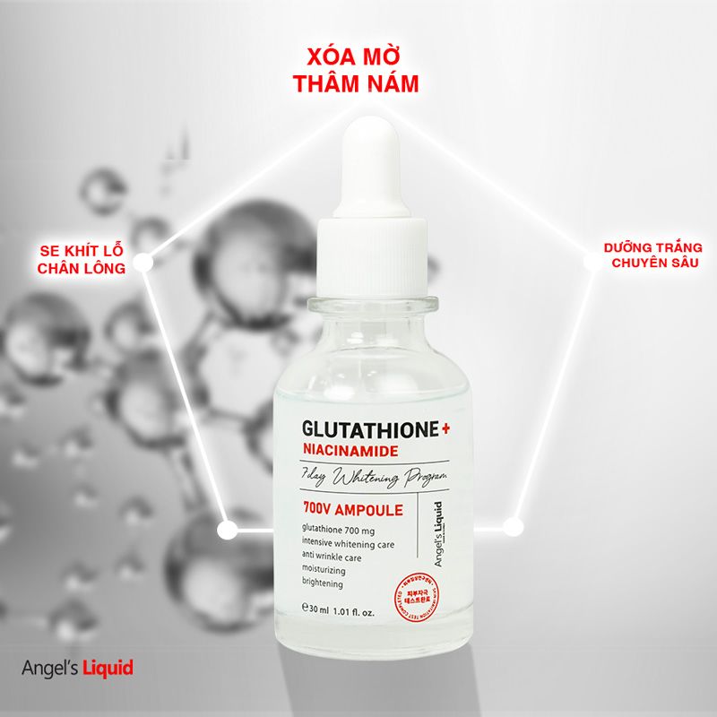 Tinh chất dưỡng trắng, trị nám Angel’s Liquid 7 Day Whitening Program Glutathione + Niacinamide 700V Ampoule 30ml