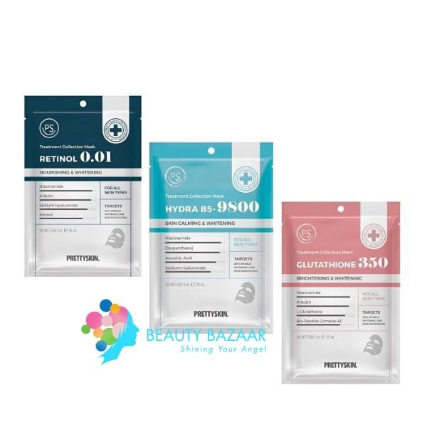 Mặt Nạ Giấy Phục Hồi, Dưỡng Trắng PrettySkin Treatment Collection Mask Hydra B5-9800 25ml (1 miếng)