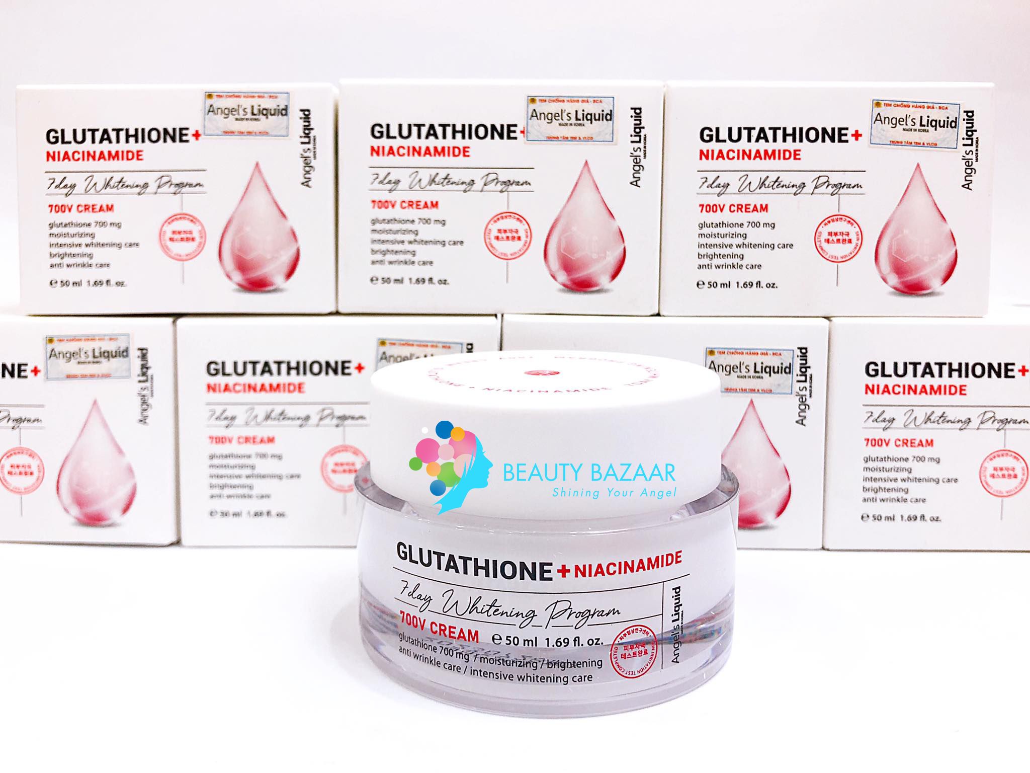 Kem Dưỡng Trắng Trị Nám Angel's Liquid Glutathione + Niacinamide 7Day Whitening Program 700 V-Cream 50ml