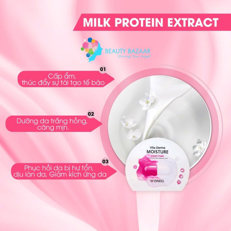 Mặt Nạ Kem Dưỡng Da ẩm Mịn BNBG Vita Derma Moisture Cream Mask 30ml (Hồng)