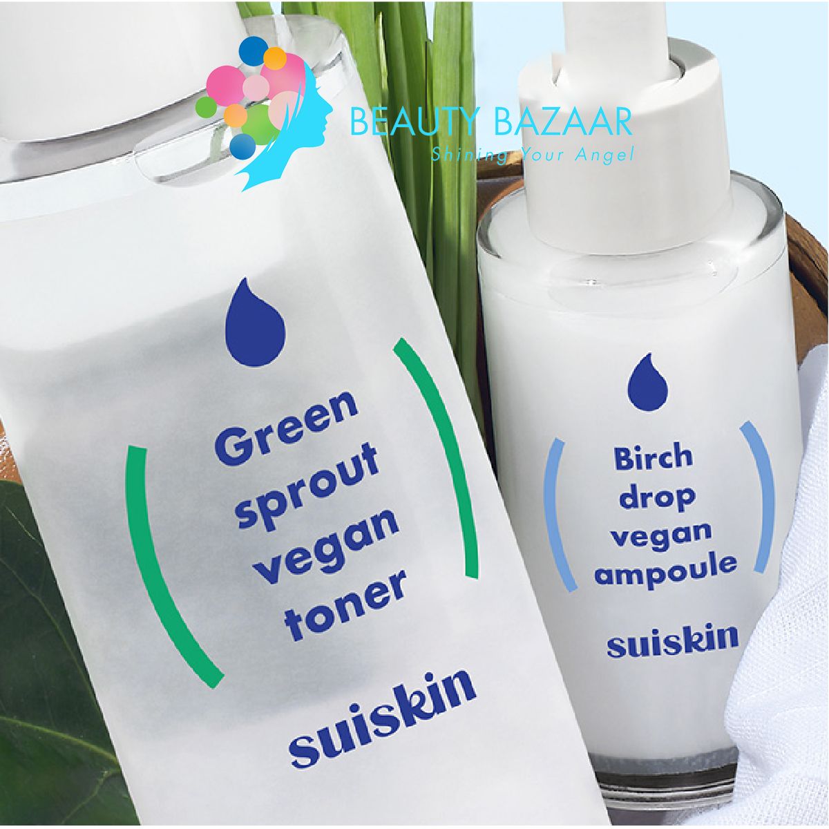 Combo Suiskin Toner Nước Mầm Giữ Ẩm & Tinh Chất Bạch Dương Giảm Mụn Phục Hồi Da - SSCB1