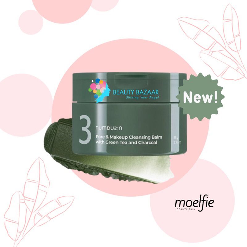 Sáp Tẩy Trang Sạch Mụn Đầu Đen Numbuzin No.3 Pore & Make Up Cleansing Balm With Green Tea And Charcoal 85g
