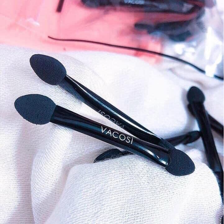Cọ Tán Phấn Mắt 2 Đầu Cán Đen Vacosi Dual Eyeshadow Sponge CM13 (10 CÂY)