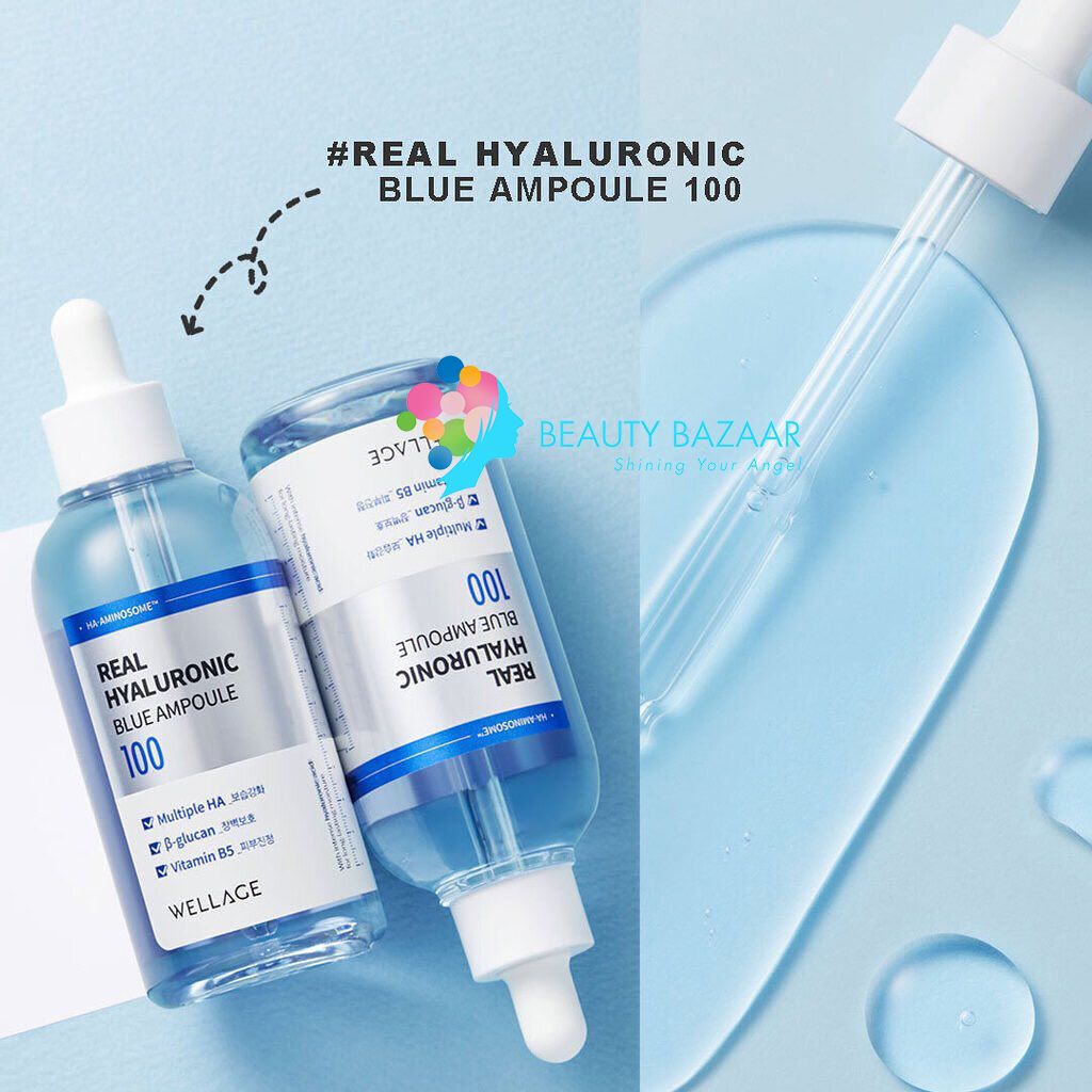 Tinh Chất Siêu Cấp Nước, Phục Hồi Da Căng Bóng Wellage Real Hyaluronic Blue Ampoule 75ml