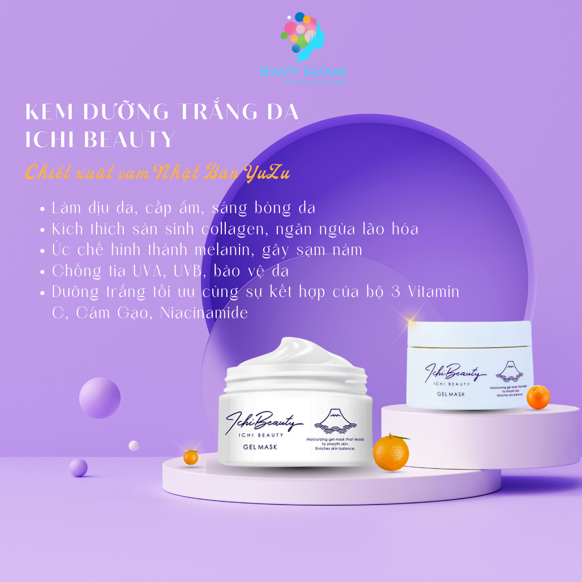 Kem dưỡng trắng da Ichi Beauty Gel Mask 40ml