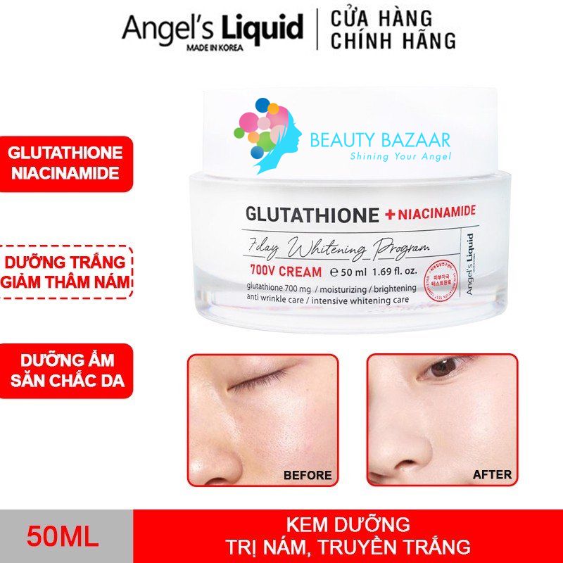 Kem Dưỡng Trắng Trị Nám Angel's Liquid Glutathione + Niacinamide 7Day Whitening Program 700 V-Cream 50ml