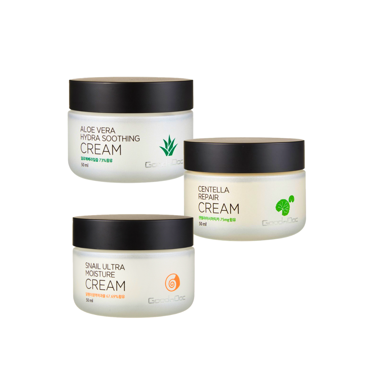 Kem dưỡng ẩm da mặt GoodnDoc Centella Cream Rau má - Ốc sên - Lô hội Chính hãng Hàn Quốc 120g