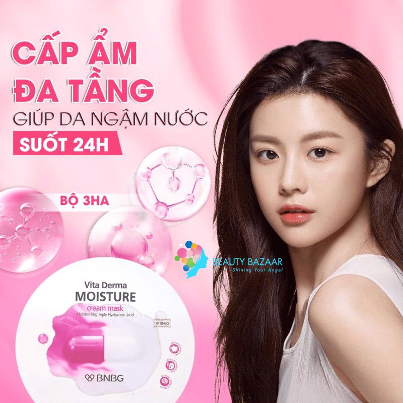 Mặt Nạ Kem Dưỡng Da ẩm Mịn BNBG Vita Derma Moisture Cream Mask 30ml (Hồng)