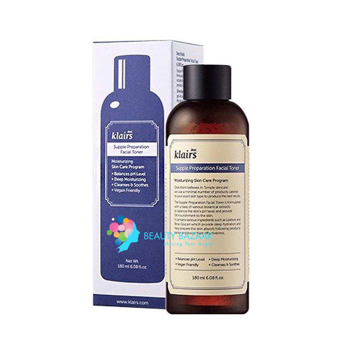 Nước hoa hồng cấp ẩm, làm sạch da Klairs Supple Preparation Facial Toner 180ml