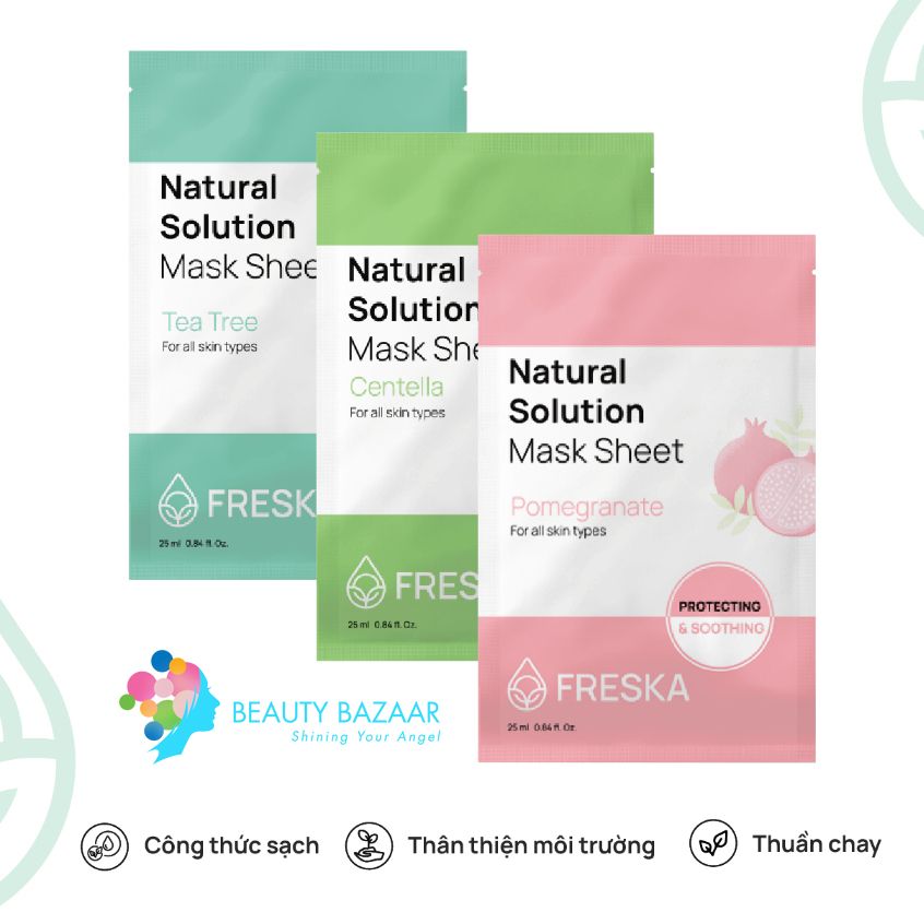 Mặt Nạ Giấy Dưỡng ẩm Sáng Da Freska Natural Solution Mask Sheet 25ml (1 miếng)