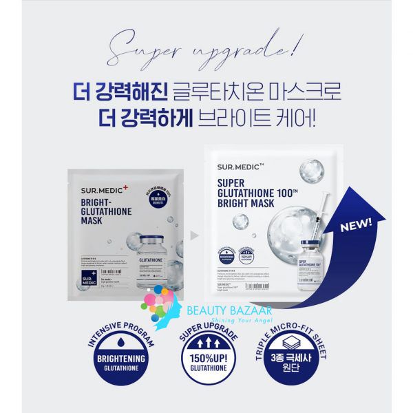 Mặt Nạ Dưỡng Trắng Da Chuyên Sâu Sur. Medic Super Glutathione 100 Bright Mask 30ml