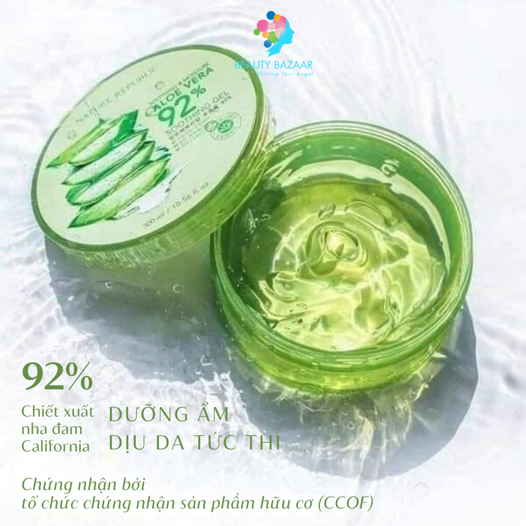 Gel lô hội dưỡng ẩm Nature Republic Soothing & Moisture Aloe Vera 92% gel nha đam - Hàn Quốc 300ml