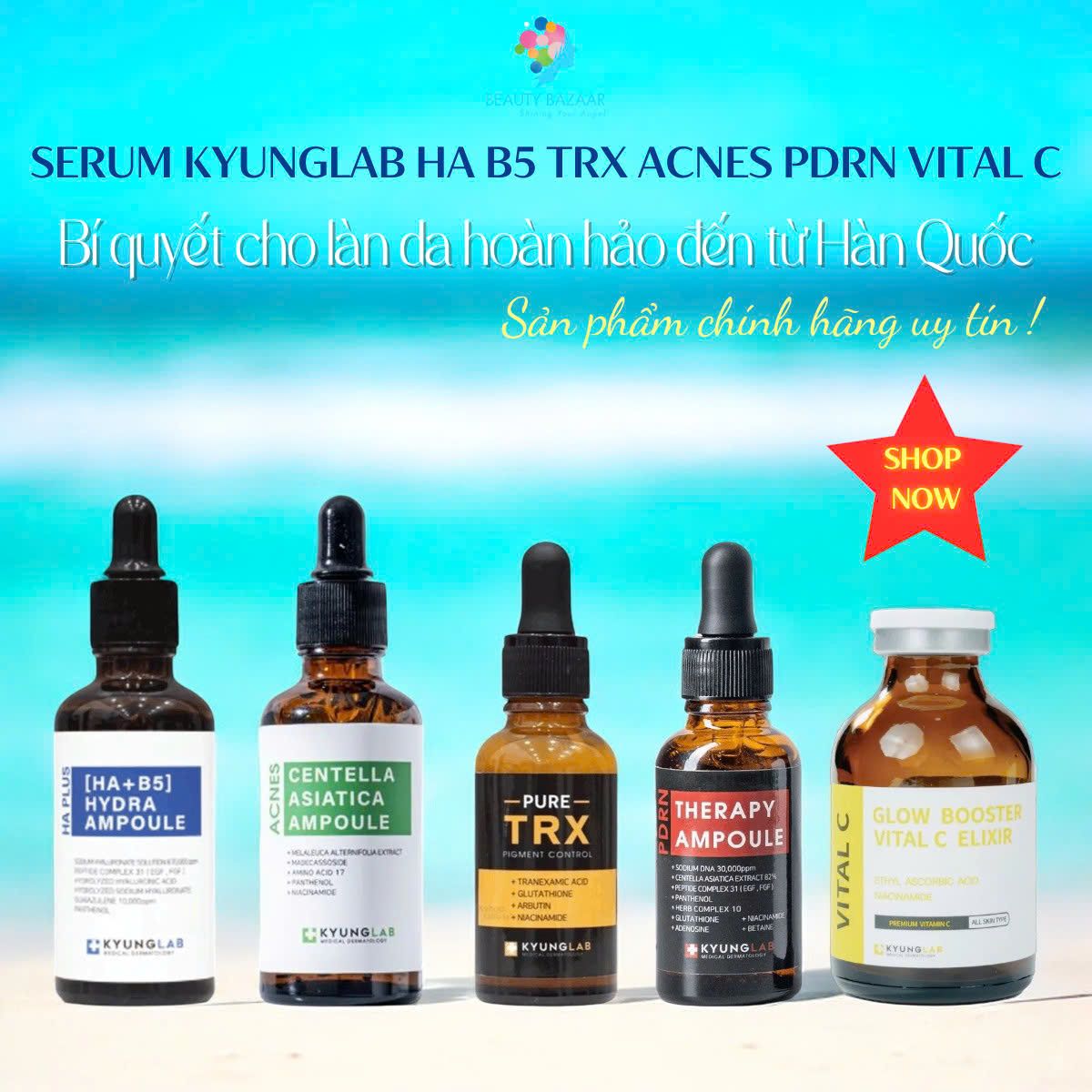 Serum KyungLab HA B5 TRX Acnes PDRN bộ tinh chất cấp ẩm dưỡng trắng phục hồi chống lão hoá Hàn Quốc 30ml 50m