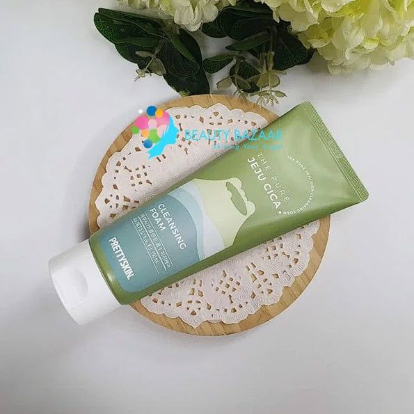 Sữa Rửa Mặt Rau Má Tạo Bọt Dịu Nhẹ PrettySkin The Pure Jeju Cica Cleansing Foam 150ml