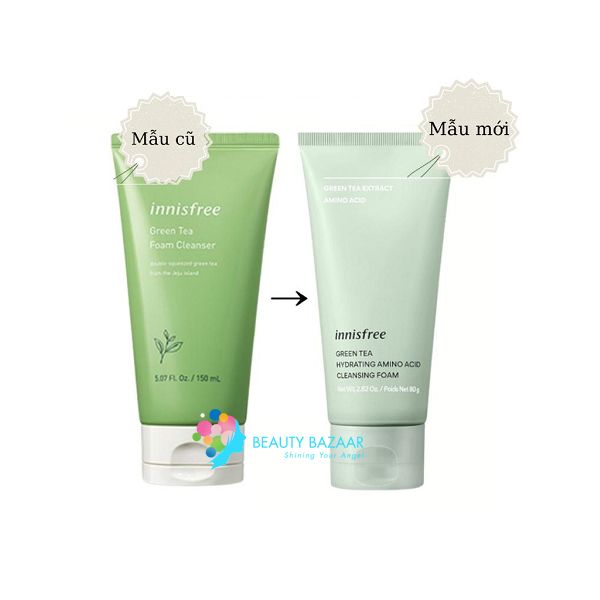 Sữa Rửa Mặt Trà Xanh Sạch Sâu Da Innisfree Green Tea Hydrating Amino Acid Cleansing Foam 150g
