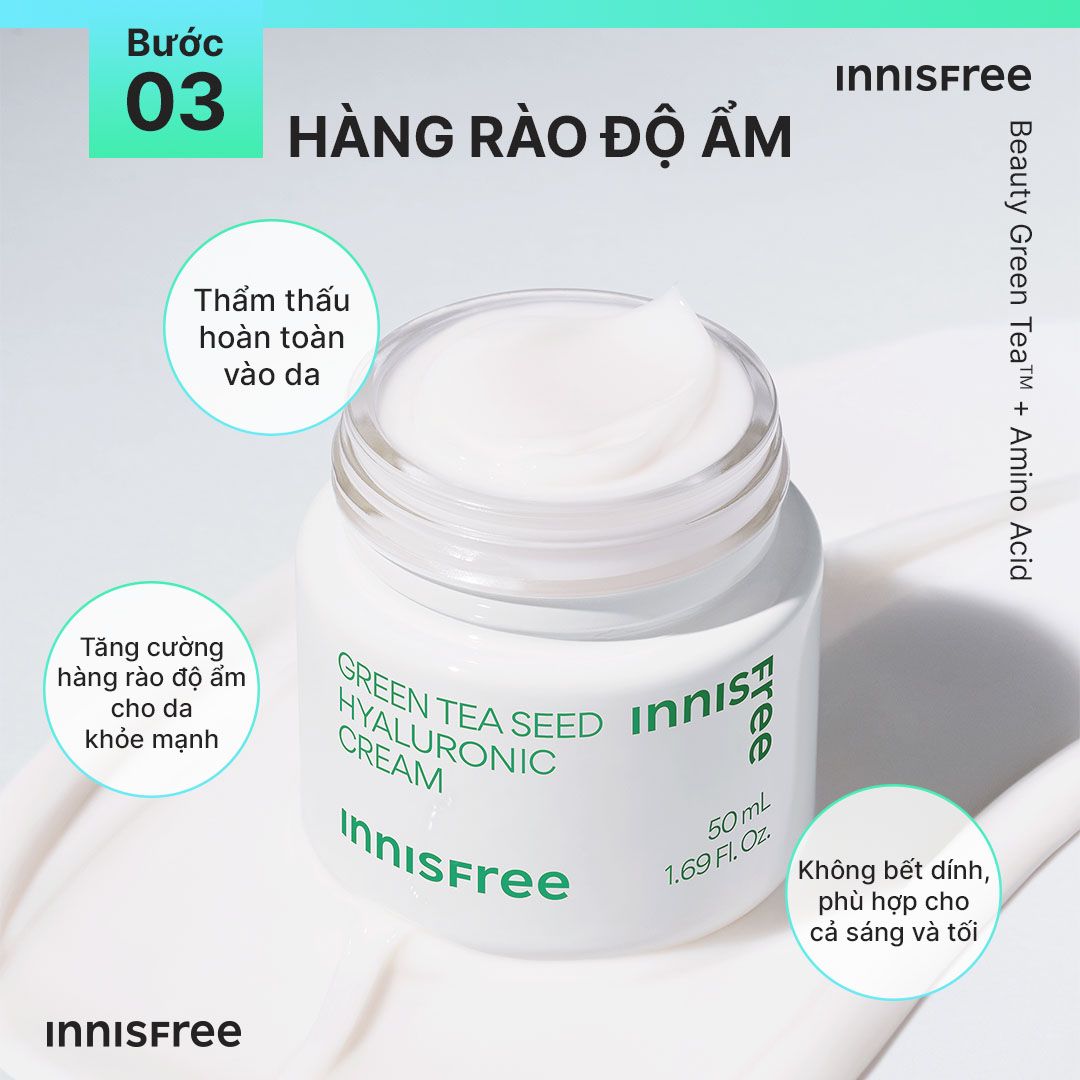 (Mẫu 2023) Tinh Chất Trà Xanh Cấp ẩm, Phục hồi da Innisfree Green Tea Seed Hyaluronic Acid Serum 80ml