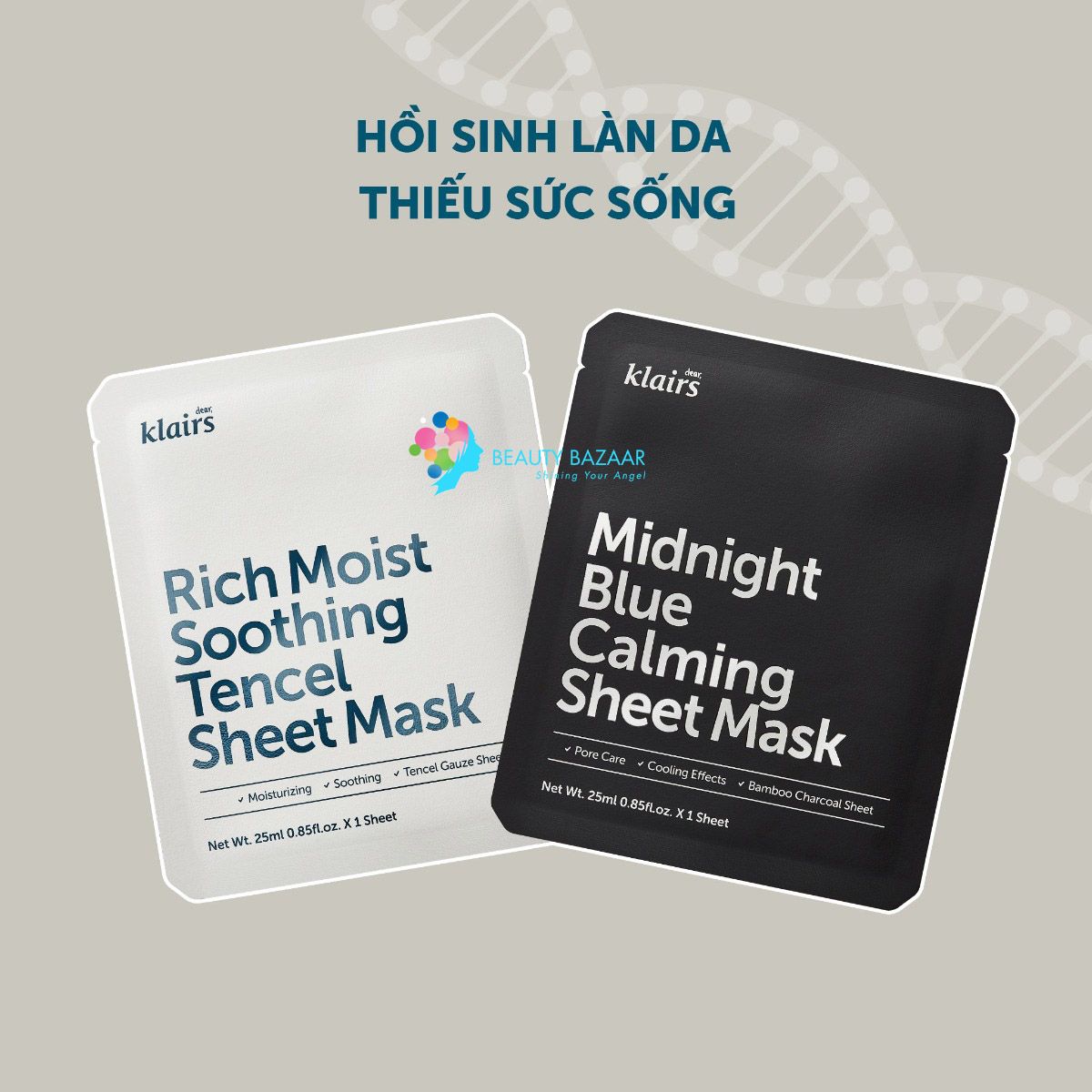 Mặt Nạ Làm Dịu, Phục Hồi Da Klairs Midnight Blue Calming Sheet Mask 25ml