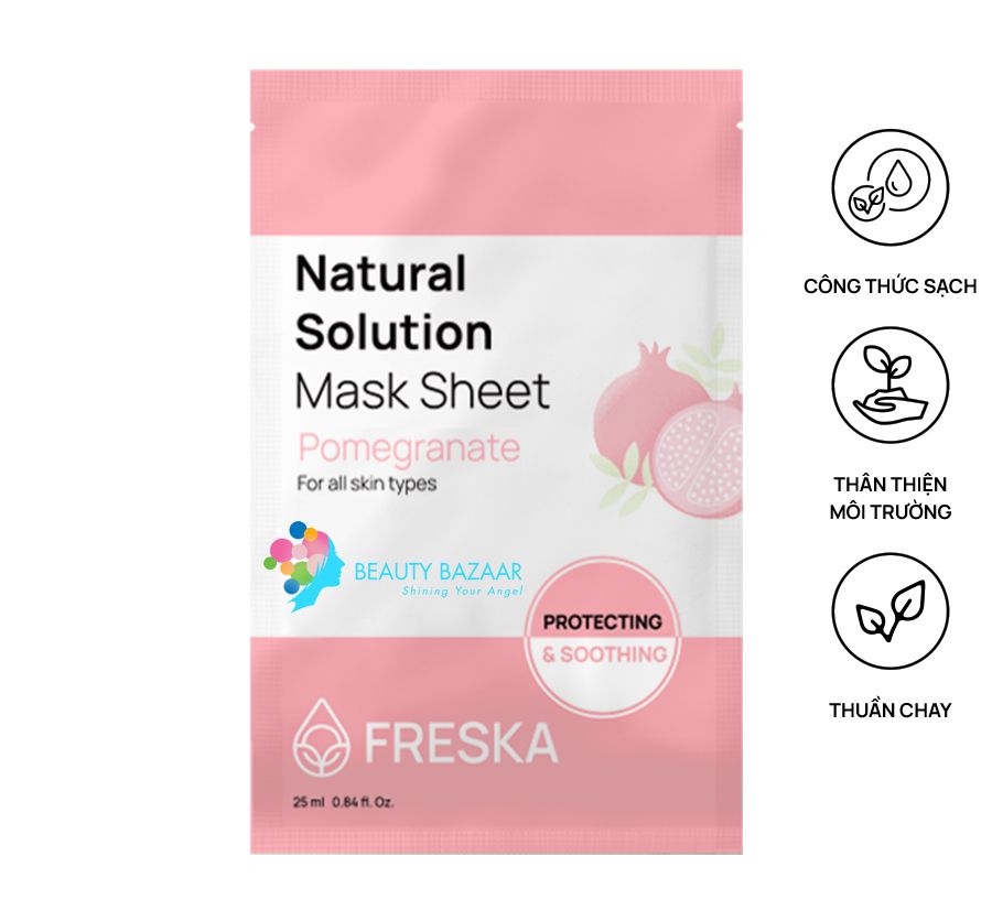 Mặt Nạ Giấy Dưỡng ẩm Sáng Da Freska Natural Solution Mask Sheet 25ml (1 miếng)