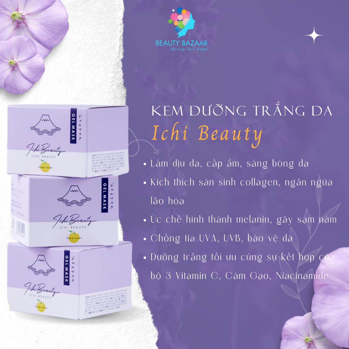 Kem dưỡng trắng da Ichi Beauty Gel Mask 40ml