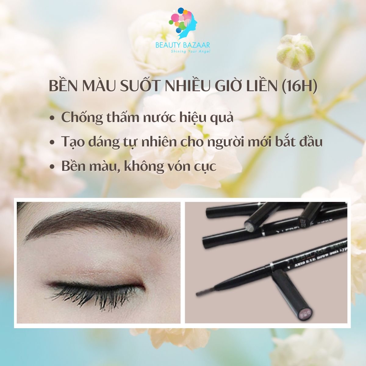 Chì kẻ mày màu đen nâu xám chống thấm nước mềm mịn bền màu lâu trôi Lebelage Auto Eyebrow Soft - Hàn Quốc